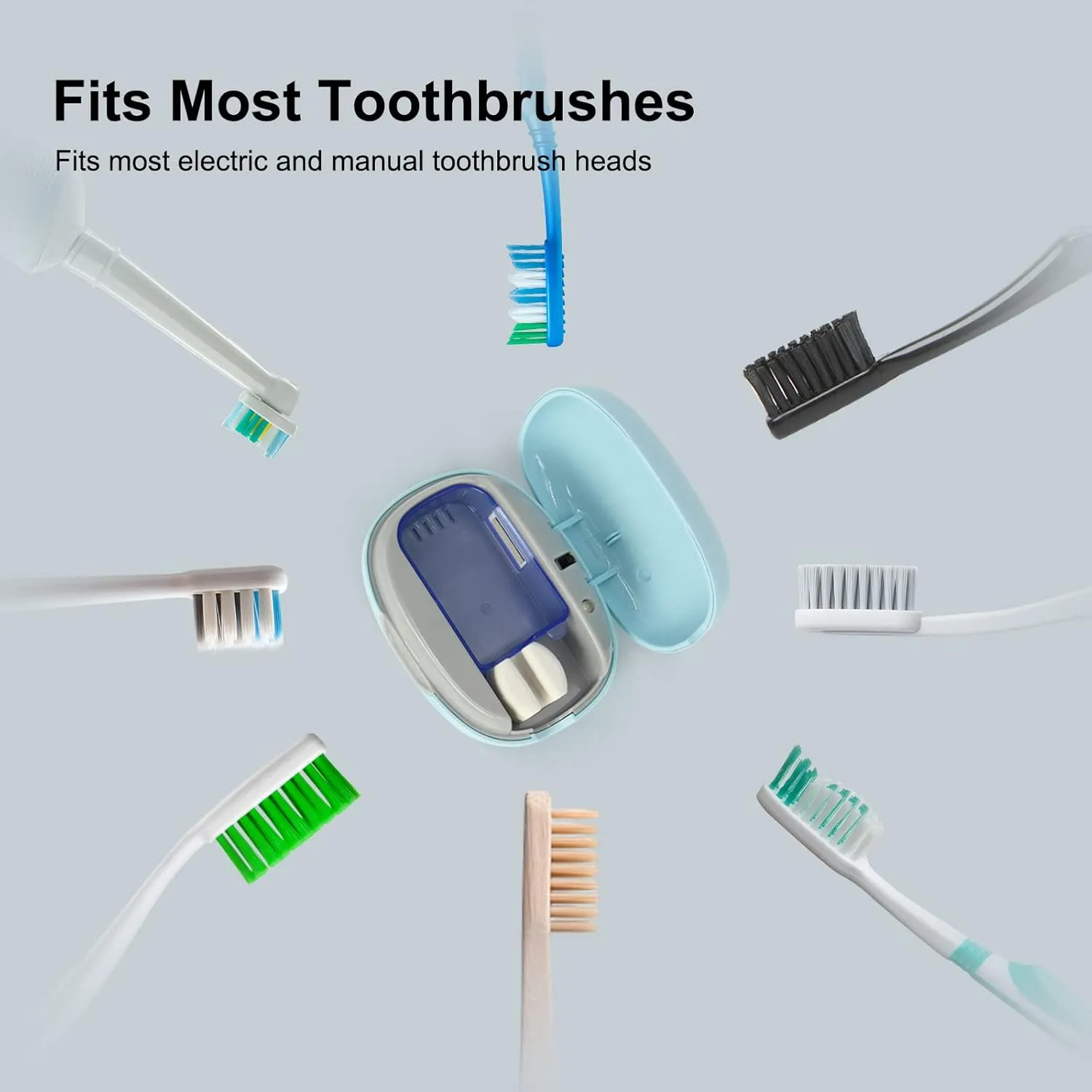 Toothbrush Holder, Toothbrush Cleaner Case, Portable USB Charging Toothbrush Cover with U V-C Light, Travel Toothbrush Holder (Blue)