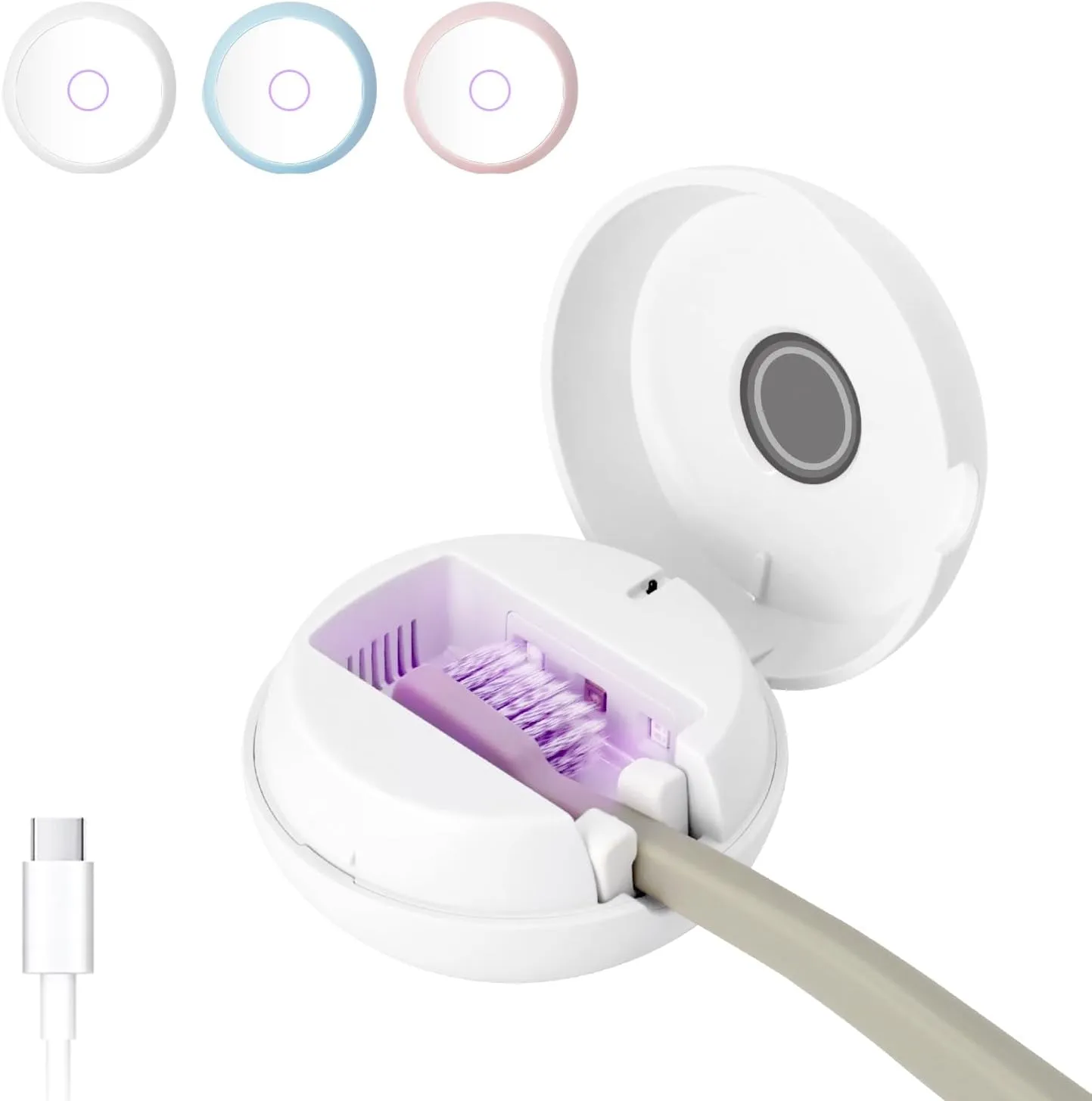 Toothbrush Holder, Toothbrush Cleaner Case, Portable USB Charging Toothbrush Cover with U V-C Light, Travel Toothbrush Holder (White-Mirror)