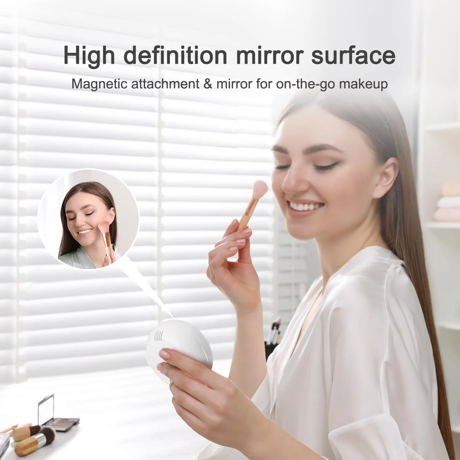 Toothbrush Holder, Toothbrush Cleaner Case, Portable USB Charging Toothbrush Cover with U V-C Light, Travel Toothbrush Holder (White-Mirror)