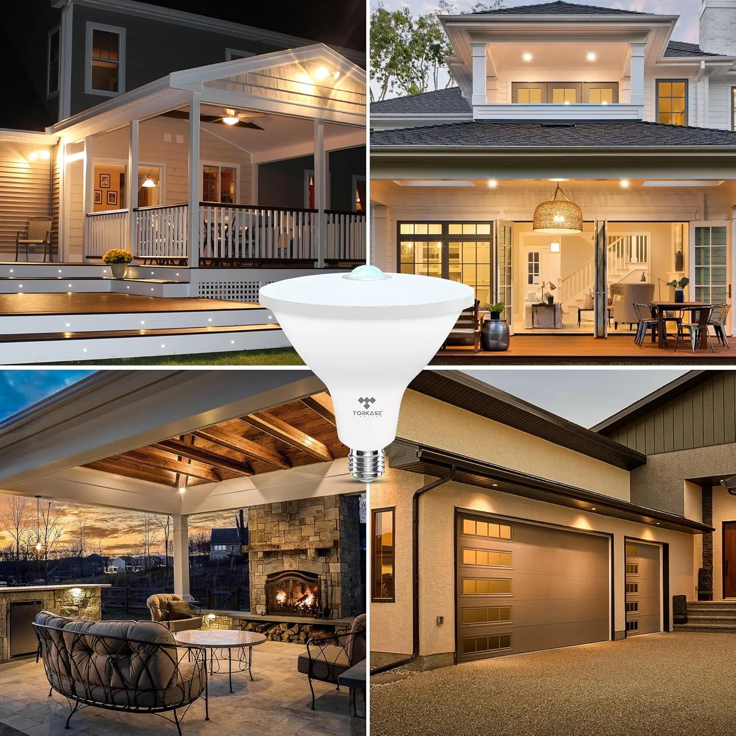 Torkase PAR38 Motion Sensor Flood Light Bulbs, Motion Activated Outdoor Lighting,200 Watt Equivalent(20W) 2000LM, 3000K Warm White,LED Flood Light for Backyard, Garage, Porch, Garden,2 Pack