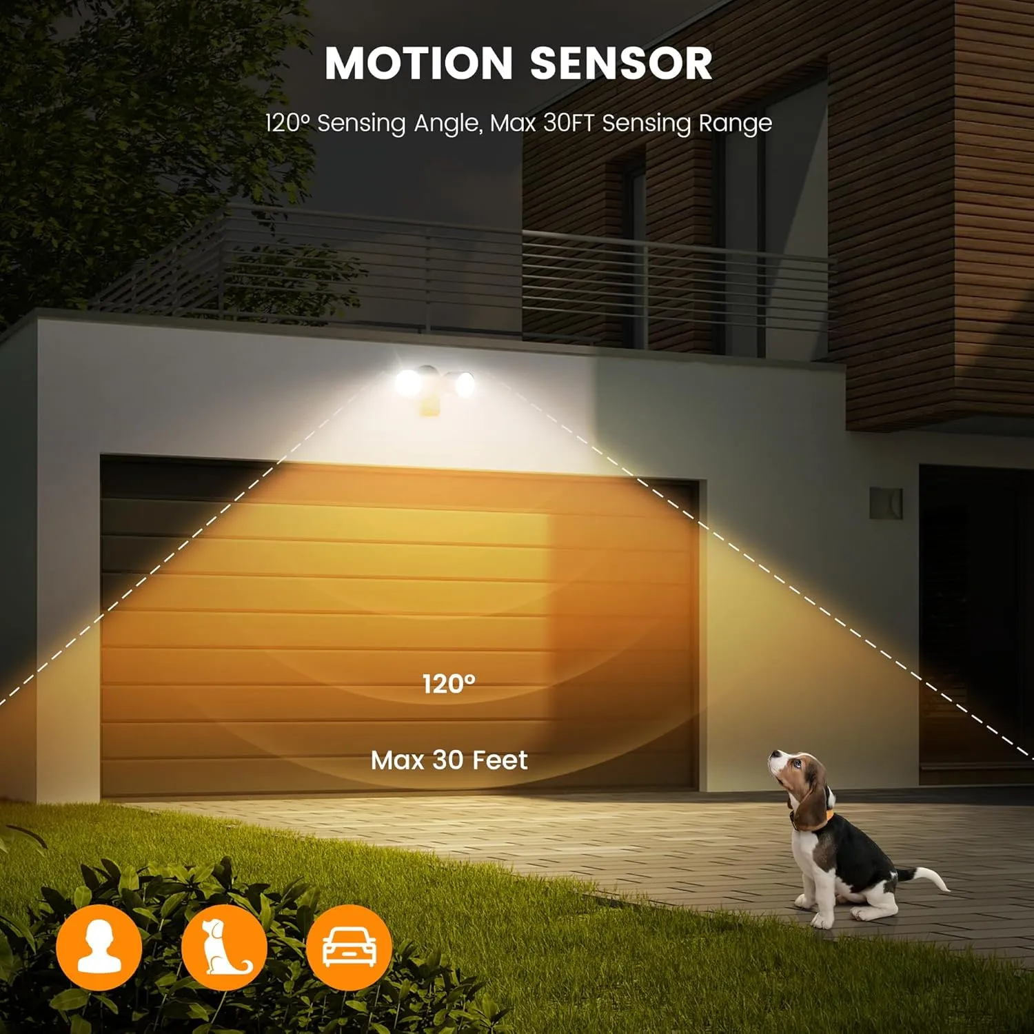 Torkase PAR38 Motion Sensor Flood Light Bulbs, Motion Activated Outdoor Lighting,200 Watt Equivalent(20W) 2000LM, 3000K Warm White,LED Flood Light for Backyard, Garage, Porch, Garden,2 Pack