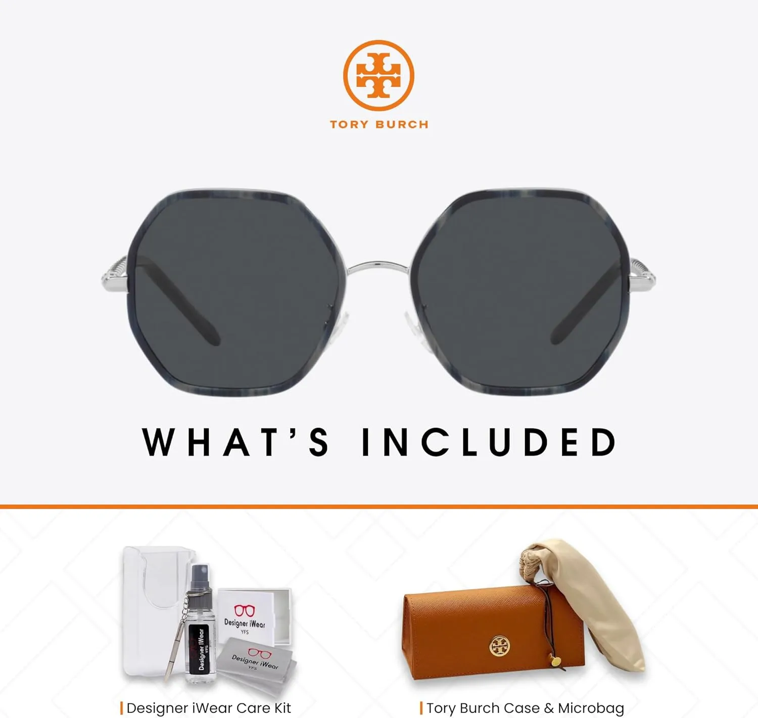 Tory Burch TY6092 Hexagonal Sunglasses for Women   BUNDLE With Designer iWear Eyewear Kit