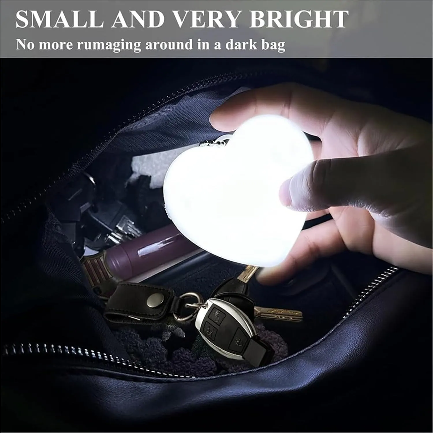 Touch Activated Purse Light, Purse Light Handbag Light, Heart Purse Light, Purse Light with Automatic Sensor, Small Portable Glow Purse Light, Mini Touch Purse LED Lamp (f*2pc)