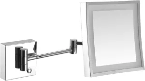 Touch Dimming Makeup Mirror with Lights and 3X Magnification, Square LED Wall Mounted Bathroom Vanity Mirror, Rotable Extendable Shaving Mirror,Nickel,Plug in (Color : Silver, Size : USB)