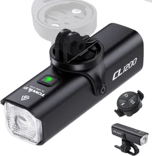 TOWILD CL1200 Bike Lights for Night Riding,Compatible with Garmin/GoPro Mount,1200 Lumen Bright Bike Headlight,4000mAh Rechargeable Battery,Waterproof Bike Front Light for Commuter Cyclists