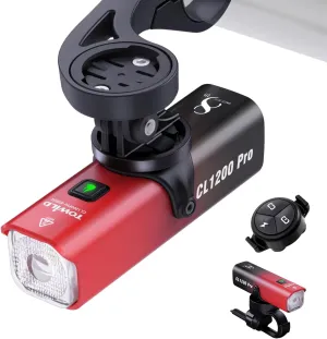 TOWILD CL1200 Bike Lights for Night Riding,Compatible with Garmin/GoPro Mount,1200 Lumen Bright Bike Headlight,4000mAh Rechargeable Battery,Waterproof Bike Front Light for Commuter Cyclists