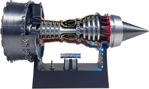 TR900 Turbofan Aircraft Engine Model, 28cm Adjustable Speed Aircraft Turbojet with LED Light, Mechanical Science Aero Engine Education Toy Gift Decor for Adult Hobbyists