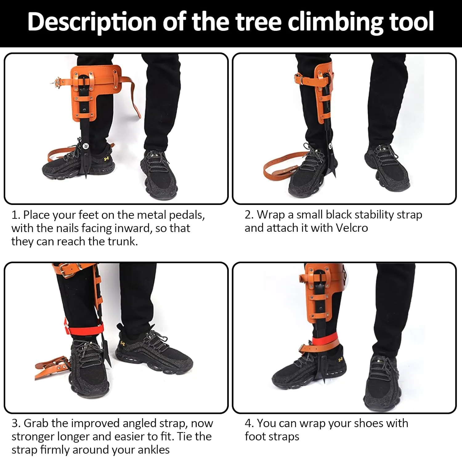 Tree Climbing Gear，Tree Climbing Spikes, Tree Climbing Gear with Adjustable Climbing Straps and Steel Core Flip Line, Rock Climbing Kit with Triple Lock Lanyard Adjuster