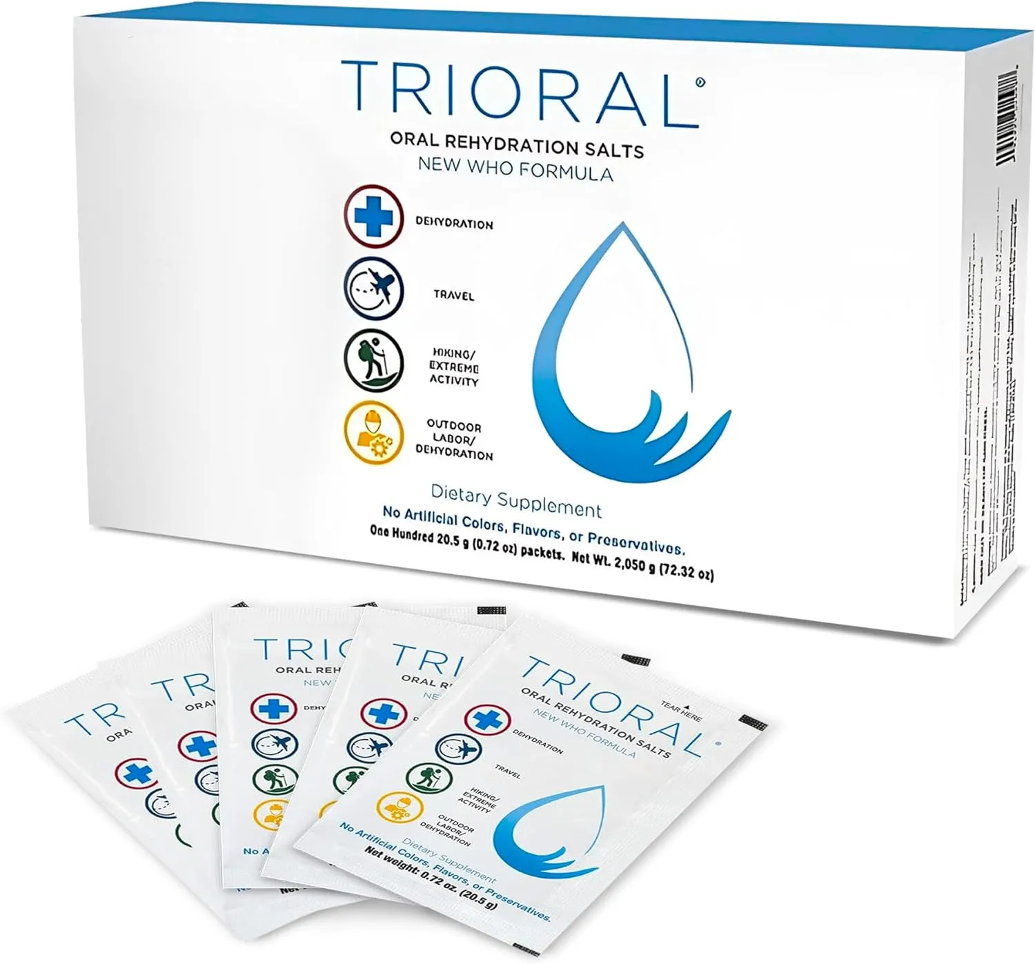 TRIORAL Hydration Electrolytes Powder (100Pack)-Rapid Rehydration Solution,Essential Hydrating Formula,Combat Dehydration from Workouts,Sports & More, First Aid Kit,Travel Must-Haves,Drink Mix Packets