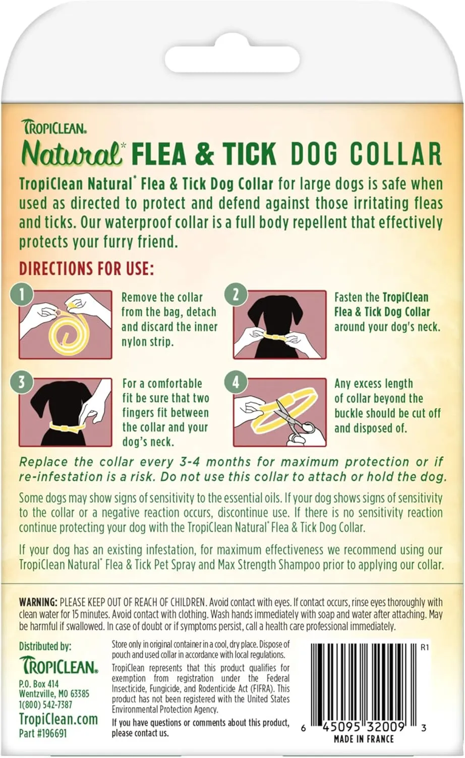 TropiClean Natural Flea & Tick Repellent Collar for Large Dogs - Natural Protection from Fleas & Ticks - Effective Pest Control Solution for Pets - Made with Natural Active Ingredients