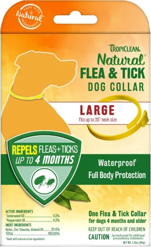 TropiClean Natural Flea & Tick Repellent Collar for Large Dogs - Natural Protection from Fleas & Ticks - Effective Pest Control Solution for Pets - Made with Natural Active Ingredients