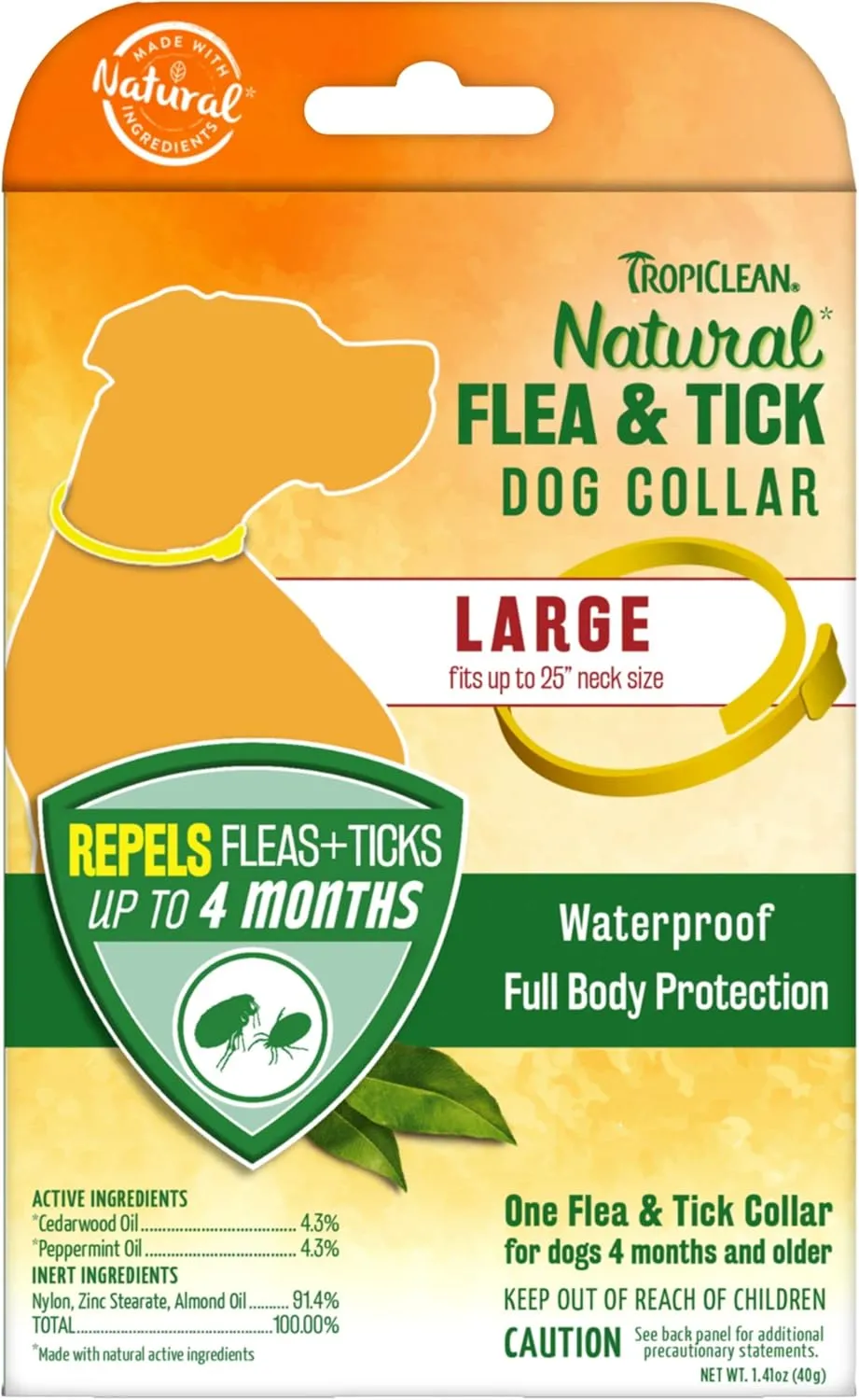 TropiClean Natural Flea & Tick Repellent Collar for Large Dogs - Natural Protection from Fleas & Ticks - Effective Pest Control Solution for Pets - Made with Natural Active Ingredients