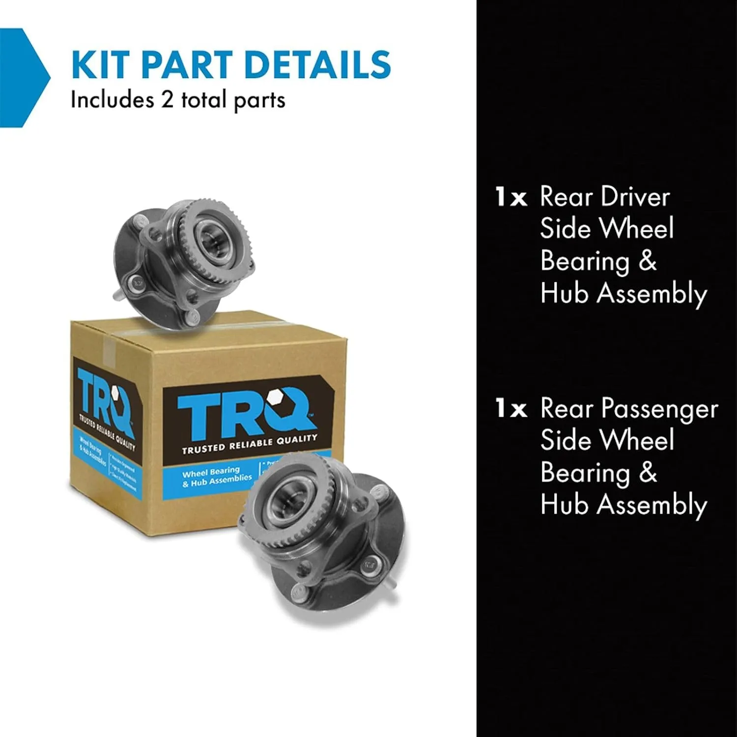 TRQ Rear Wheel Hub Bearings Assembly Set Compatible with 2004-2011 Mitsubishi Endeavor