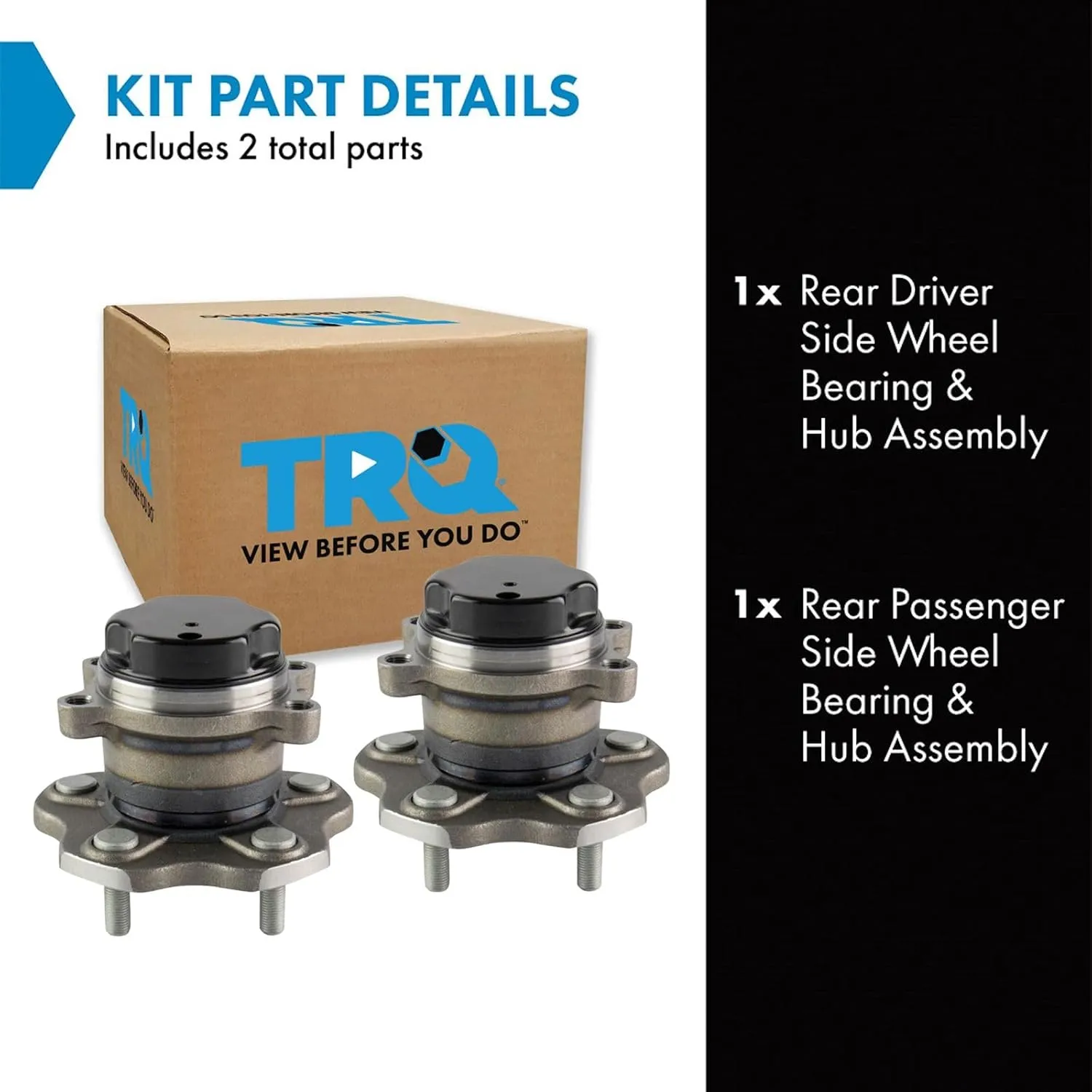 TRQ Rear Wheel Hub Bearings Assembly Set Compatible with 2015-2018 Chevrolet City Express 2013-2019 Nissan NV200