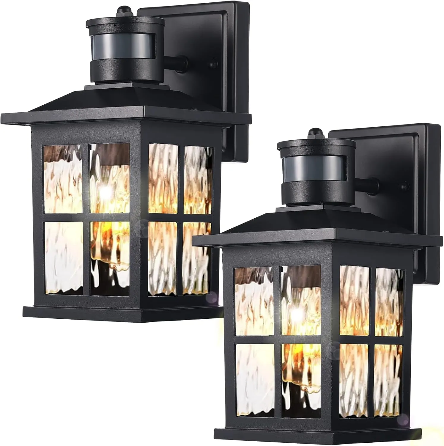 Tuanse 2 Packs Motion Sensor Outdoor Wall Lights for House Dusk to Dawn Front Porch Light Fixture Black Exterior Wall Sconce with Clear Glass Waterproof Outside Lantern for Patio Garage Door