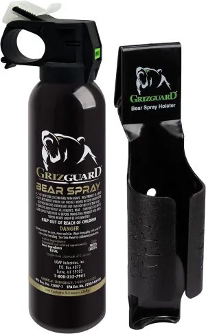 UDAP Griz Guard Bear Pepper Spray Self Defense Deterrent with Holster for Camping, Hiking, Fishing, Powerful Blast Pattern, 30 ft Fog Barrier, 260GG, 9.2 oz