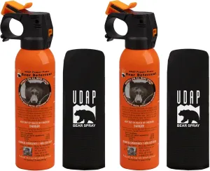 UDAP Pepper Power Bear Spray Self Defense Deterrent with Holster for Camping, Hiking, Fishing, Powerful Blast Pattern, 30 ft Fog Barrier, Safety Orange, SO2, 7.9 oz, 2 Pack