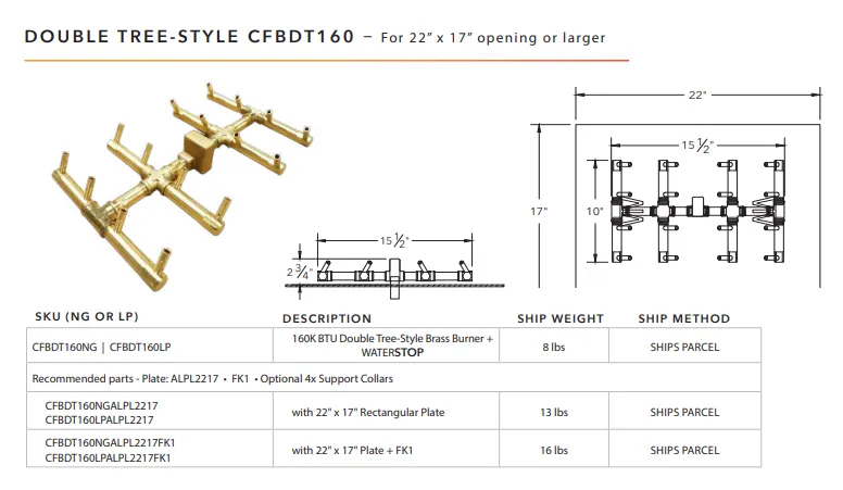 Ultimate Crossfire Bundle: Warming Trends Crossfire CFBDT Double Tree-Style Brass Burner Bundle
