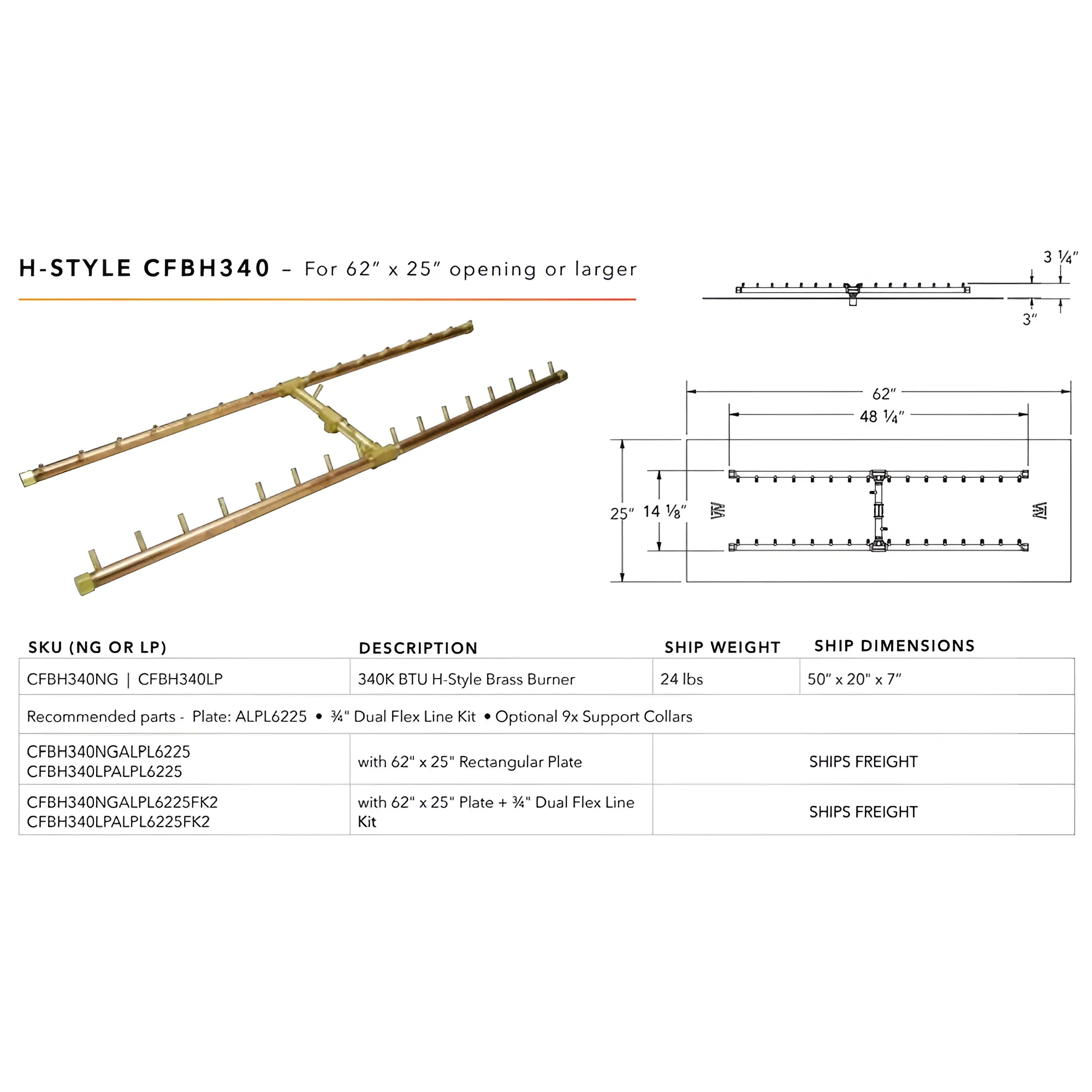 Ultimate Crossfire Bundle: Warming Trends Crossfire CFBH H-Style Brass Burner Bundle
