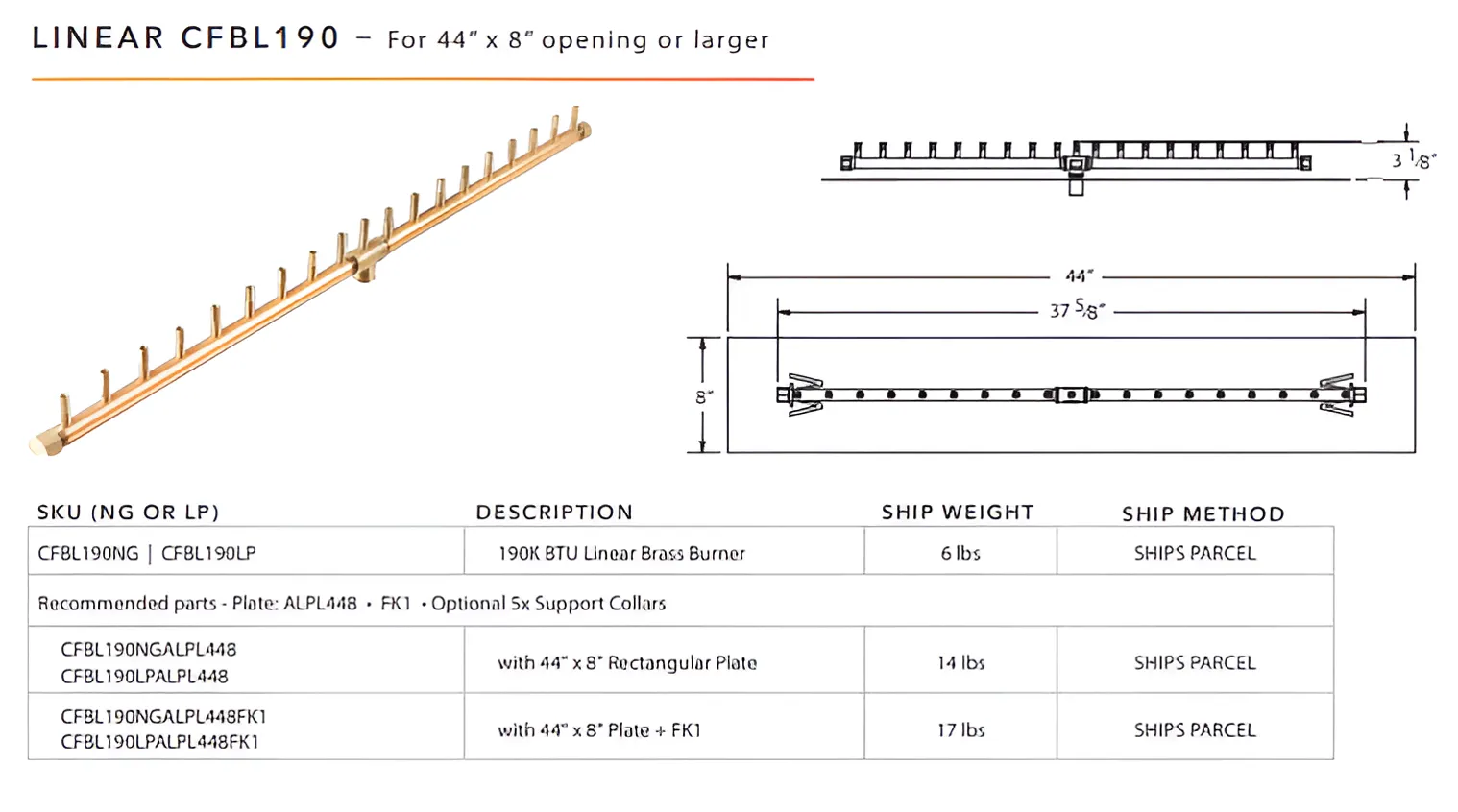 Ultimate Crossfire Bundle: Warming Trends Crossfire CFBL Linear Brass Burner Bundle