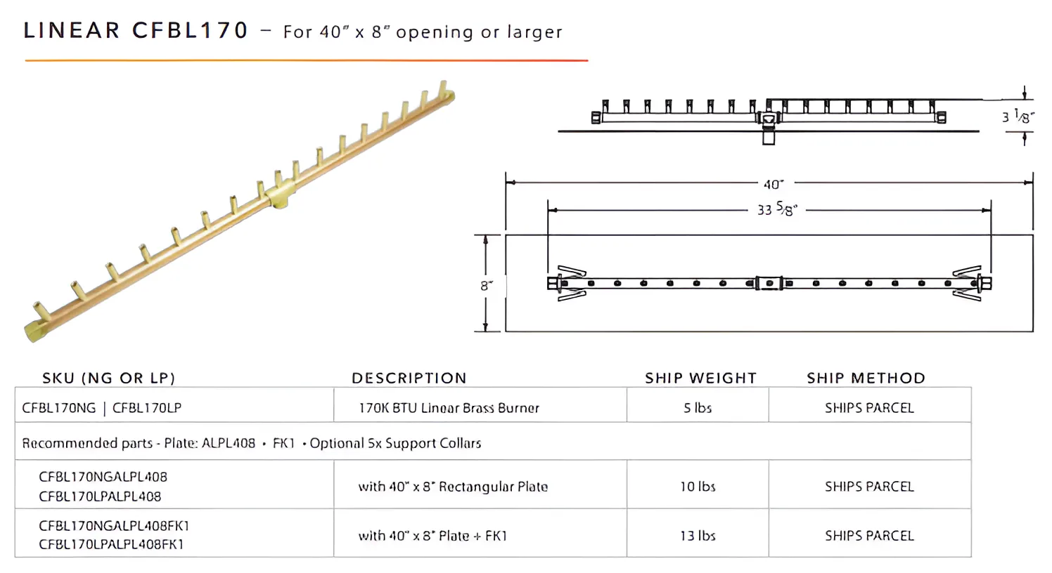 Ultimate Crossfire Bundle: Warming Trends Crossfire CFBL Linear Brass Burner Bundle