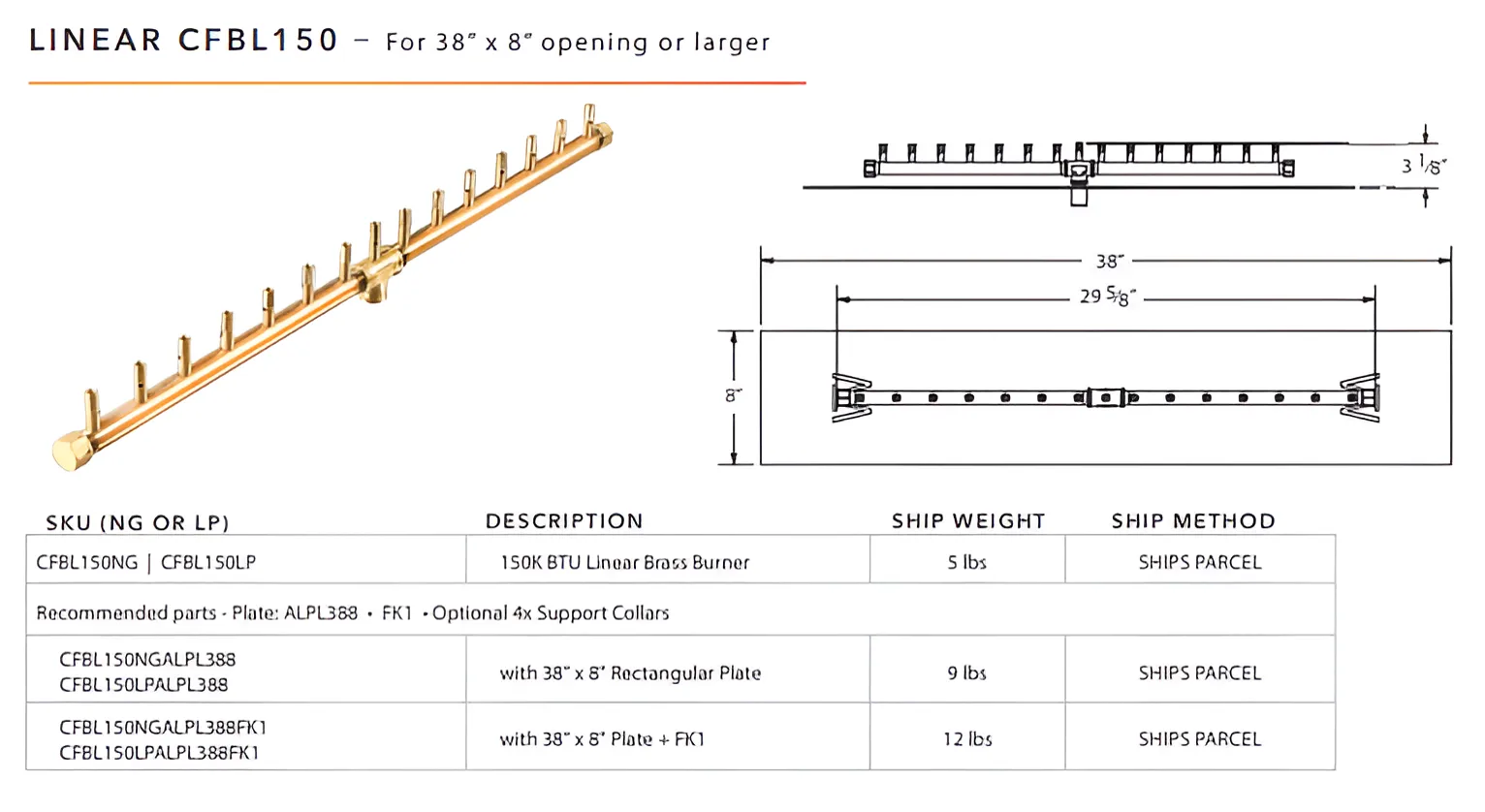 Ultimate Crossfire Bundle: Warming Trends Crossfire CFBL Linear Brass Burner Bundle