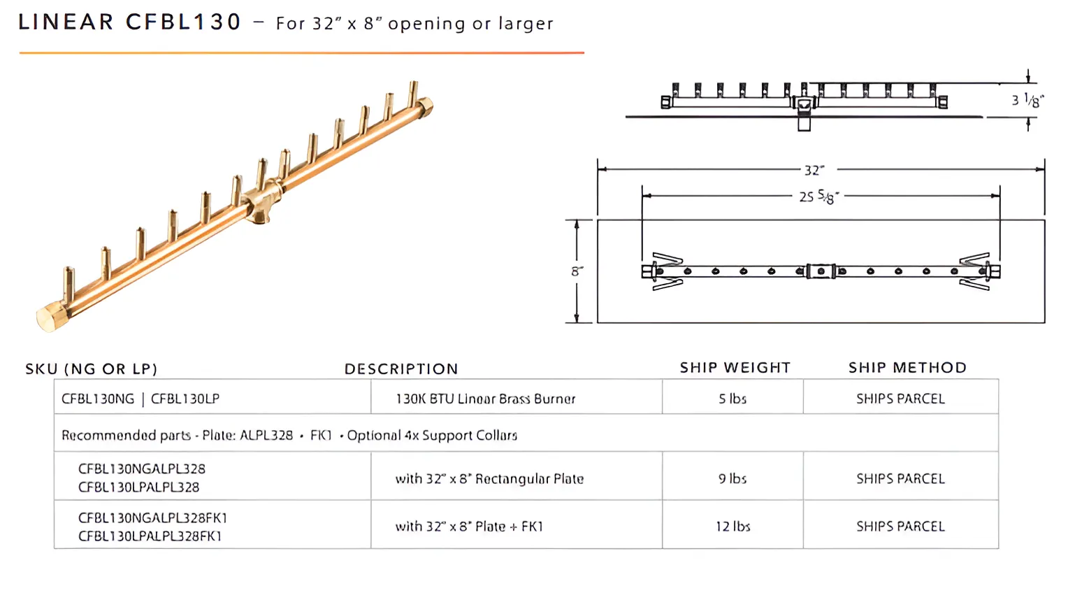 Ultimate Crossfire Bundle: Warming Trends Crossfire CFBL Linear Brass Burner Bundle