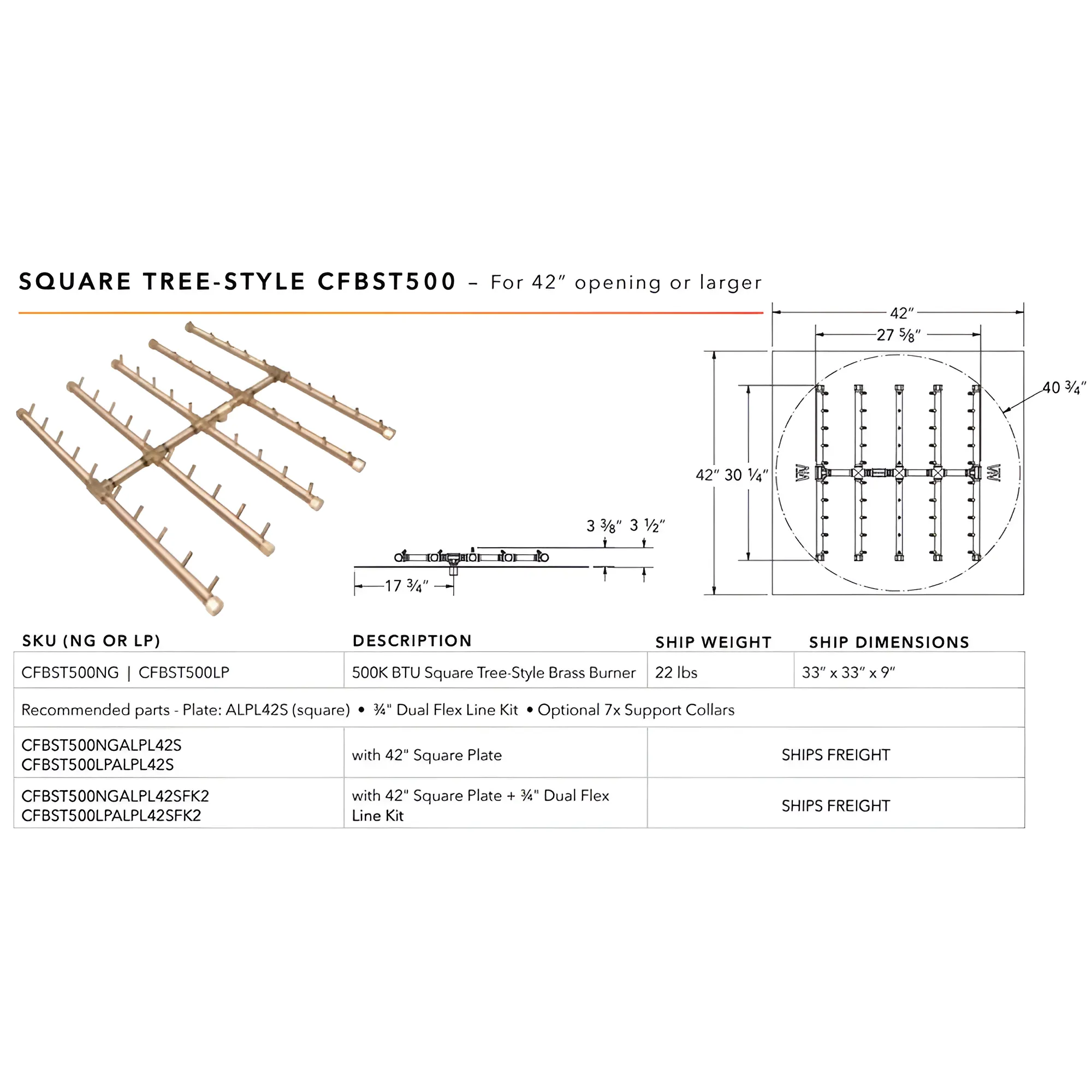 Ultimate Crossfire Bundle: Warming Trends Crossfire CFBST Square Tree-Style Brass Burner Bundle