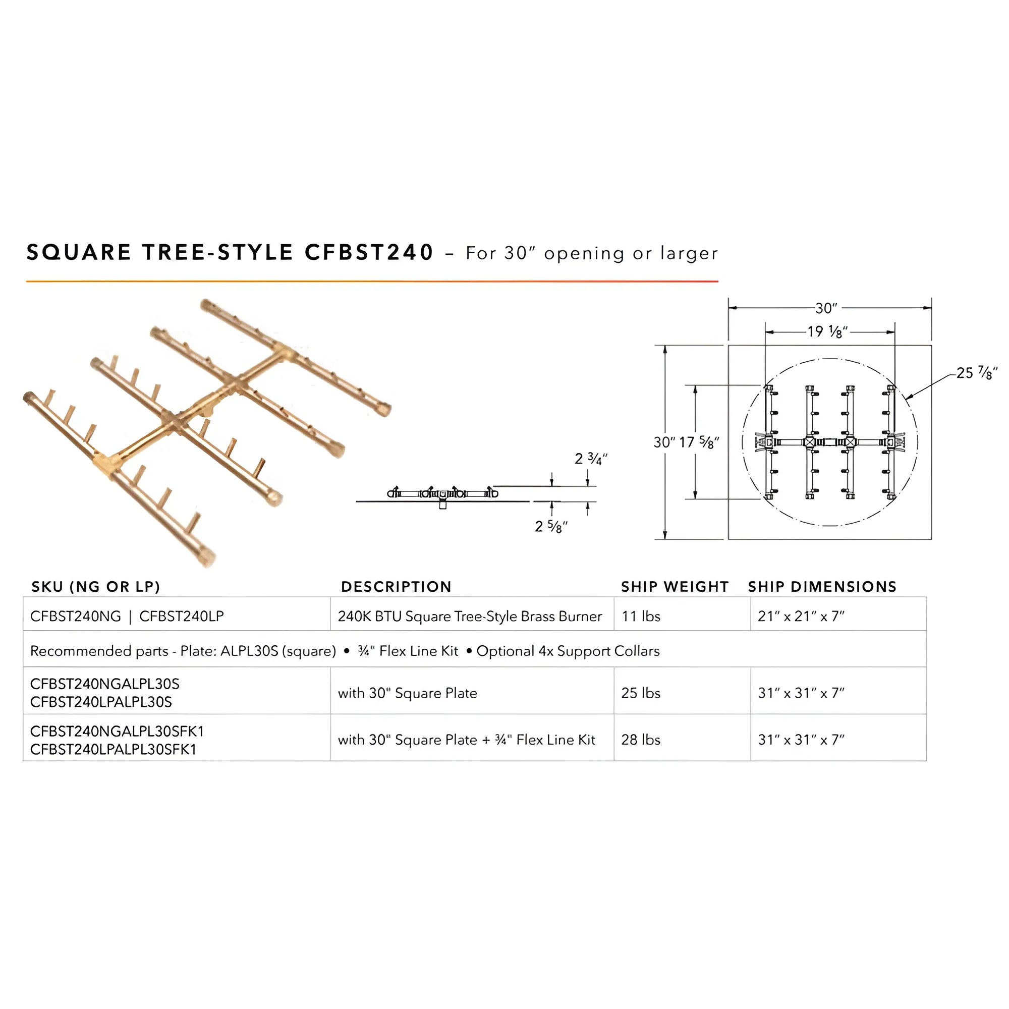Ultimate Crossfire Bundle: Warming Trends Crossfire CFBST Square Tree-Style Brass Burner Bundle