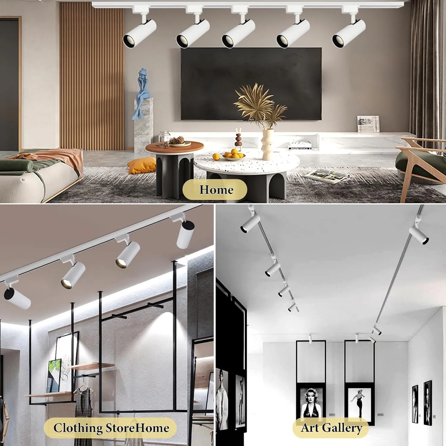 Ultra-Bright H Type Track Lighting Kit, 12 Heads 3000K Warm White 20W 2400lm with 13.1 FT Track Rails, Dimmable and Energy-Saving Plug in LED Track Light Fixture