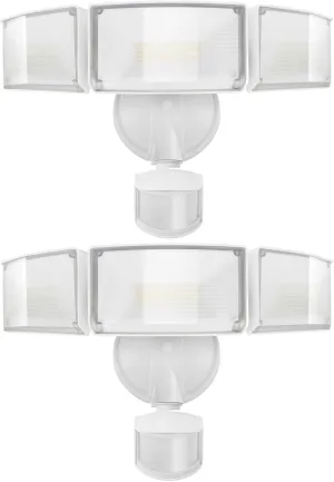 UME 2 Pack 5500LM LED Security Lights Motion Sensor Light Outdoor, 49W, 5000K Daylight, IP65 Waterproof, Dusk to Dawn, 3 Head Motion Detected Flood Light for Garage, Yard, Porch (White)