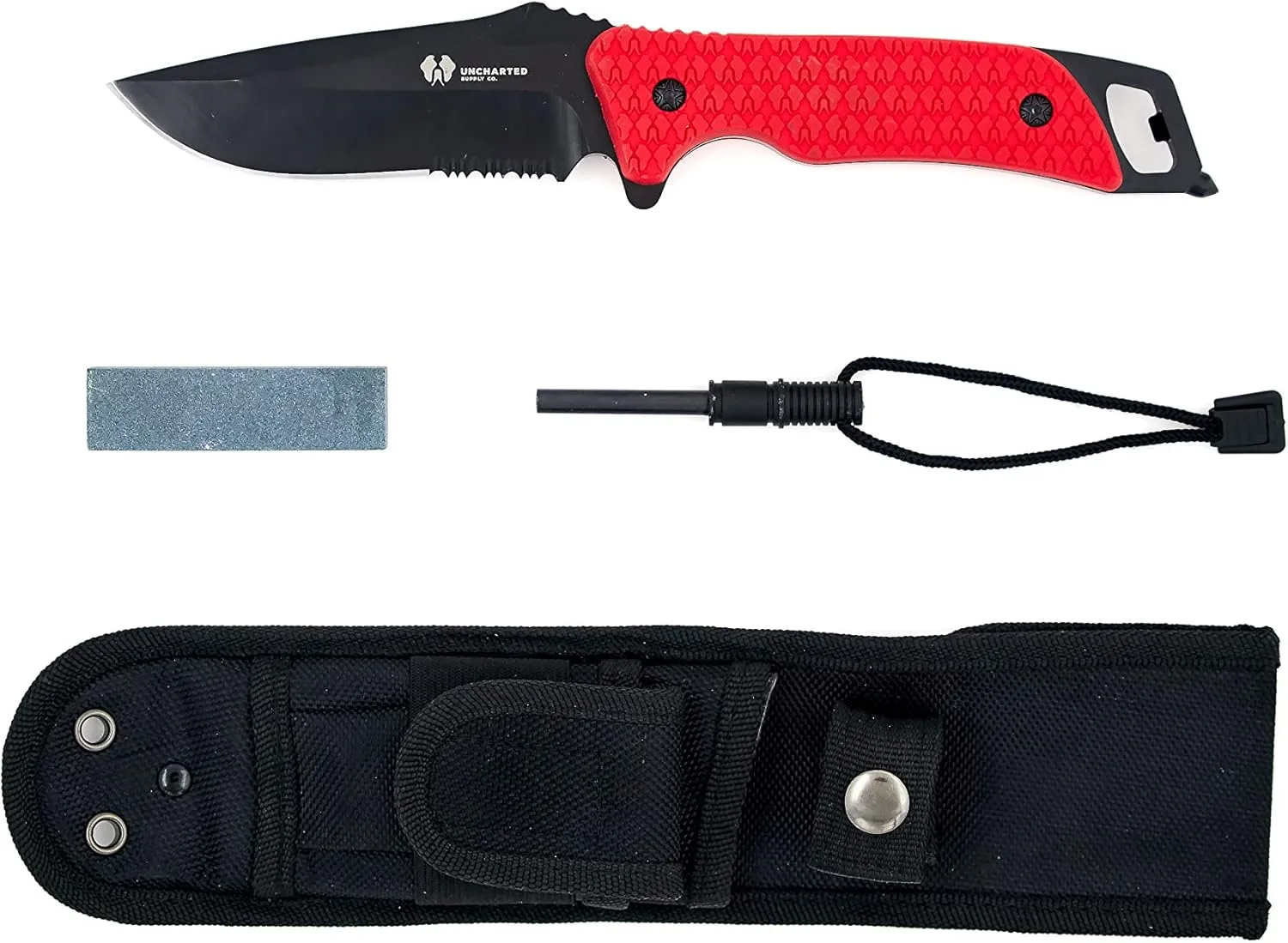 Uncharted Supply Empire Knife – 5” Long Emergency Survival Kit Necessity with Protective Case and Sharpening Stone – Perfect for Hunting, Camping, Fishing, EDC