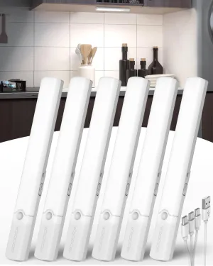Under Cabinet Lighting, LED Motion Sensor Light Indoor, Wireless Rechargeable Battery Operated Under Cabinet Lights for Kitchen,Dimmble Closet Lights (6 Pack)