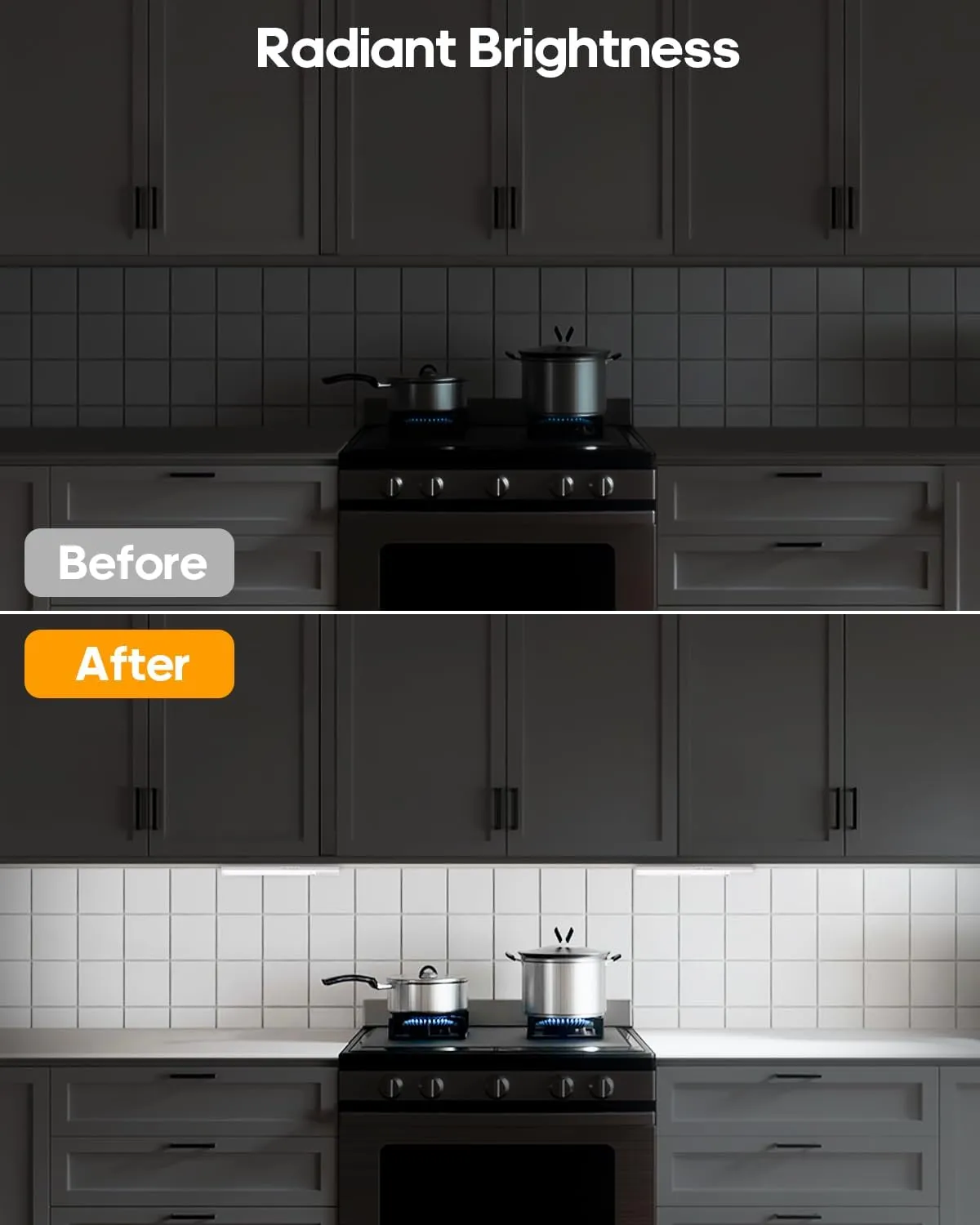 Under Cabinet Lighting, LED Motion Sensor Light Indoor, Wireless Rechargeable Battery Operated Under Cabinet Lights for Kitchen,Dimmble Closet Lights (6 Pack)
