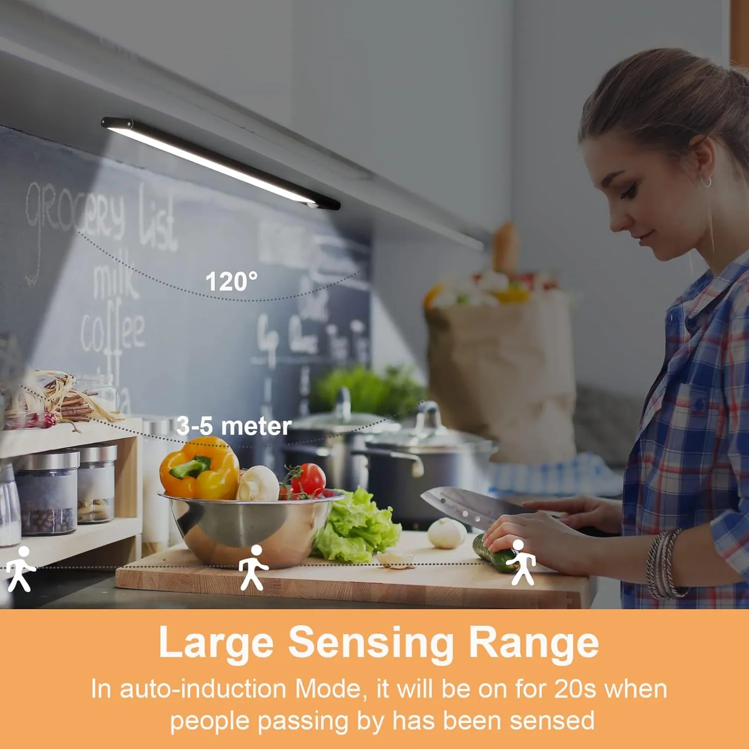 Under Cabinet Lights Wireless,Under Counter Motion Sensor Light Kitchen, 54 LED Rechargeable Night Lighting,3 Color Temperatures Black Closet Light for Bedroom,Wardrobe, Stairs,Cupboard(2 Pack)