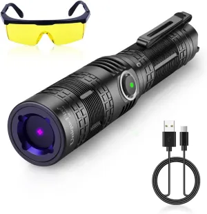 UniqueFire H10 Uniform UV Light Flashlight, 365nm UV Black Light Professional Grade 10W USB Rechargeable Powerful Blacklight Flashlight for Professional/Commercial Use