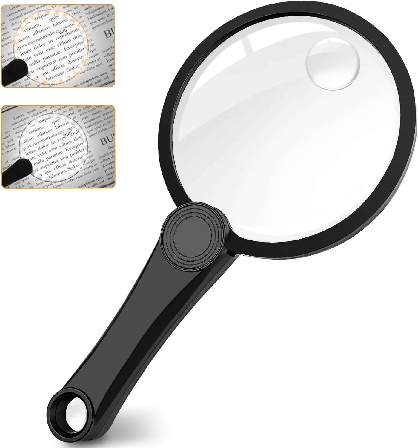 Updated Magnifying Glass with 2 Light - LED Magnifiers for Reading USB Rechargeable Magnifying Glasses with Light for Close Work 3 Modes Jewelers for Seniors Vision Impairment