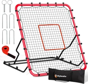 Upgraded Stable Baseball Rebounder Net with 3 Adjustable Angles 48" x 52" Baseball Bounce Back Net Fielding Trainer for Baseball and Softball Rebound Practice with Metal Stakes