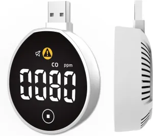 USB Carbon Monoxide Detector for Boat Aircraft RV, CO Detector with Alarm Function, 0-1000 PPM Detection Range Carbon Monoxide Monitor, Portable Mini Carbon Monoxide Detector for Travel Hotel