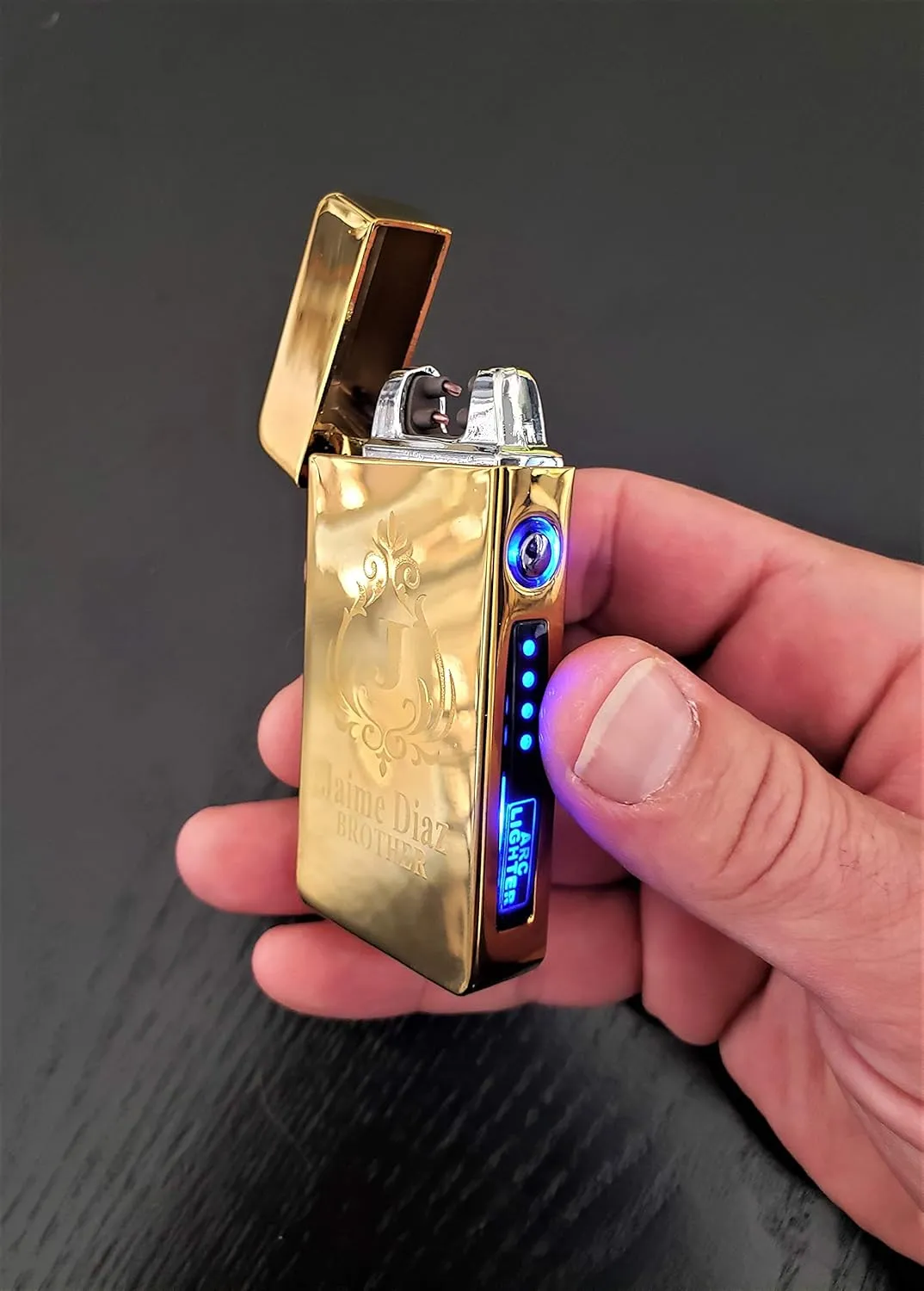 USB Lighter - Personalized Engraved Gift - Rechargeable Plasma Double arc Lighter Gift - Wedding Present (Silver)
