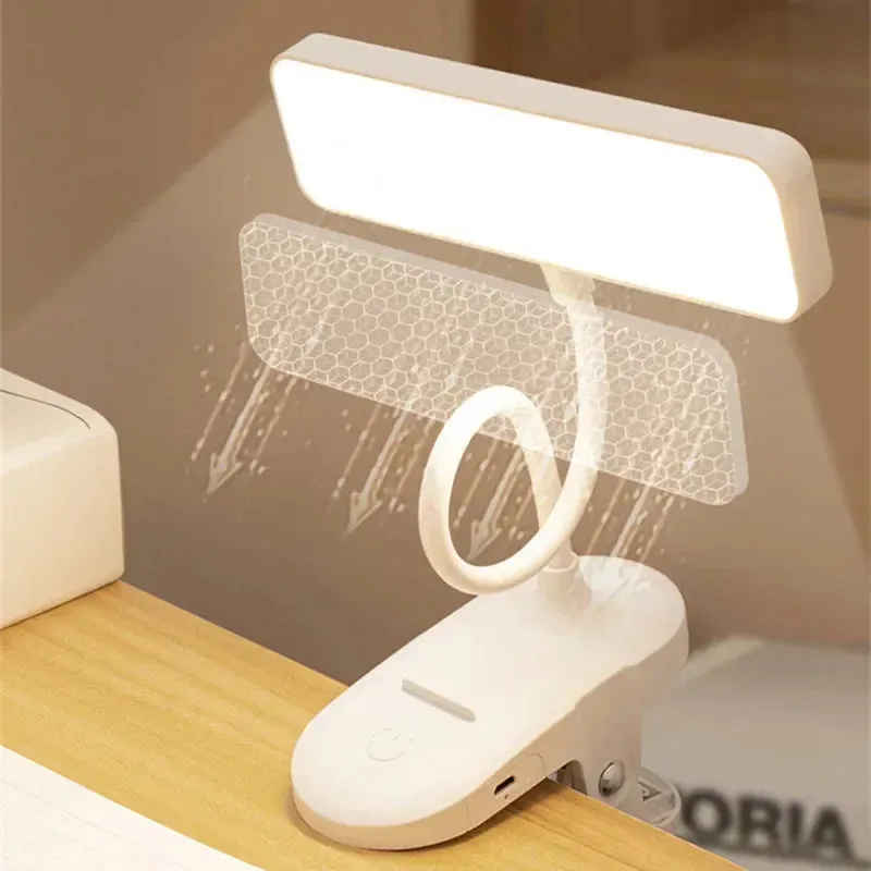 USB Rechargeable LED Table Lamp with 3 Dimming Modes, Eye Protection, and Night Light for Bedside Reading