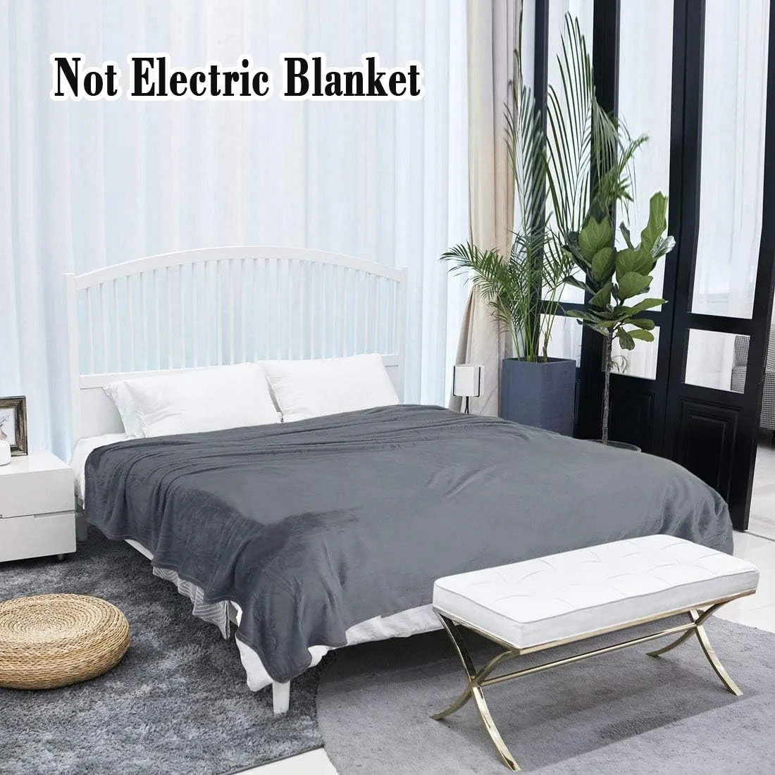 uxcell Flannel Fleece Blanket Twin Size - Soft Lightweight Plush Microfiber Bed Blanket for Sofa or Couch, Machine Washable Blankets Fleeces, Dark Gray 60x78 Inch
