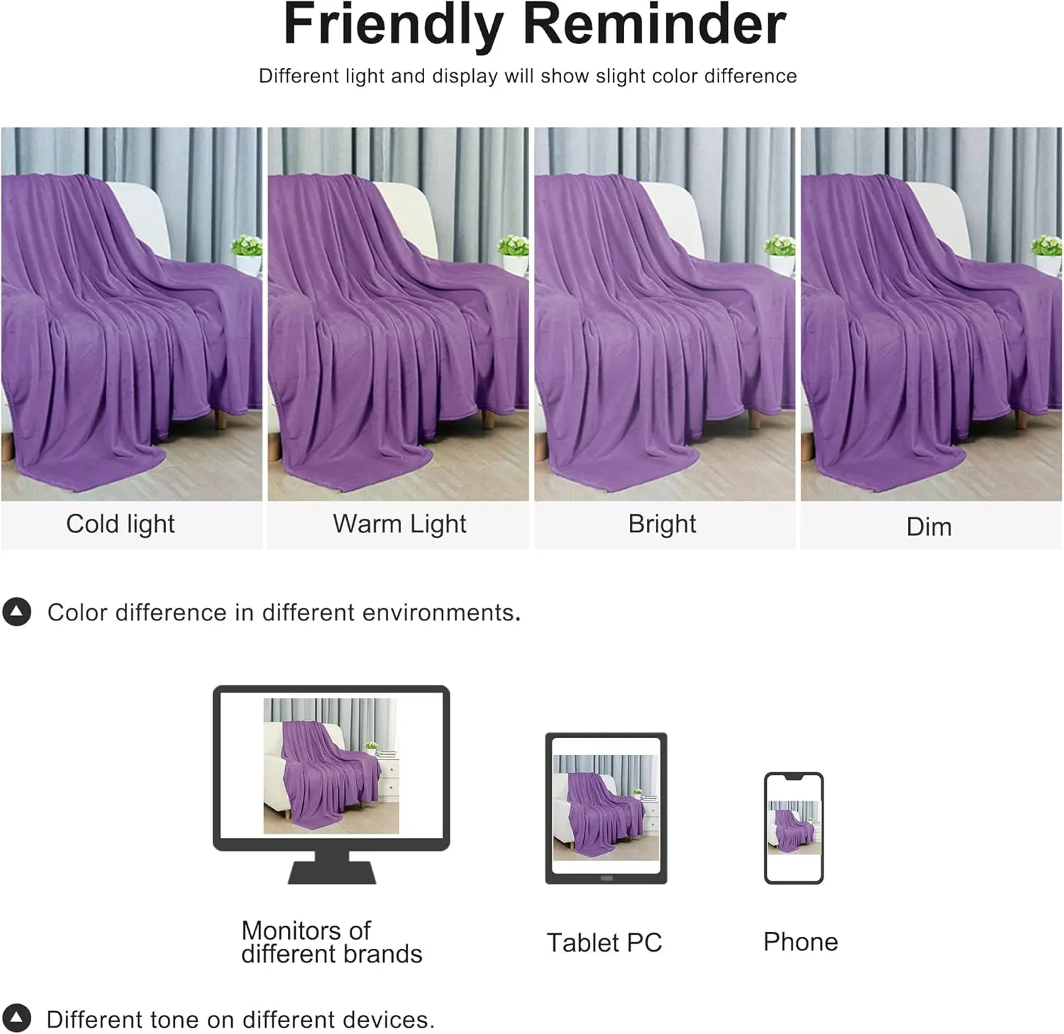 uxcell Flannel Fleece Blanket Twin Size - Soft Lightweight Plush Microfiber Bed Blanket for Sofa or Couch, Machine Washable Blankets Fleeces, Dark Purple 60x78 Inch