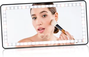 Vaguelly Car Makeup Mirror Sun Visor Led Lighted Rechargeable Touch Control for Vanities