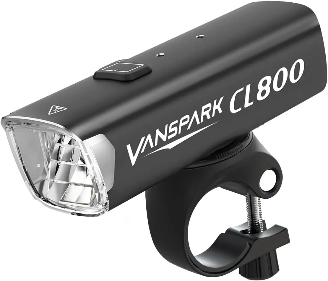 VANSPARK CL800 Bike Lights 2025, 800 Lumens Cut Off Beam Bike Headlight, USB-C Rechargeable Bicycle Light, CNC-Machined Aluminum Body Waterproof Front Light, Kind Beam for Urban Cyclists