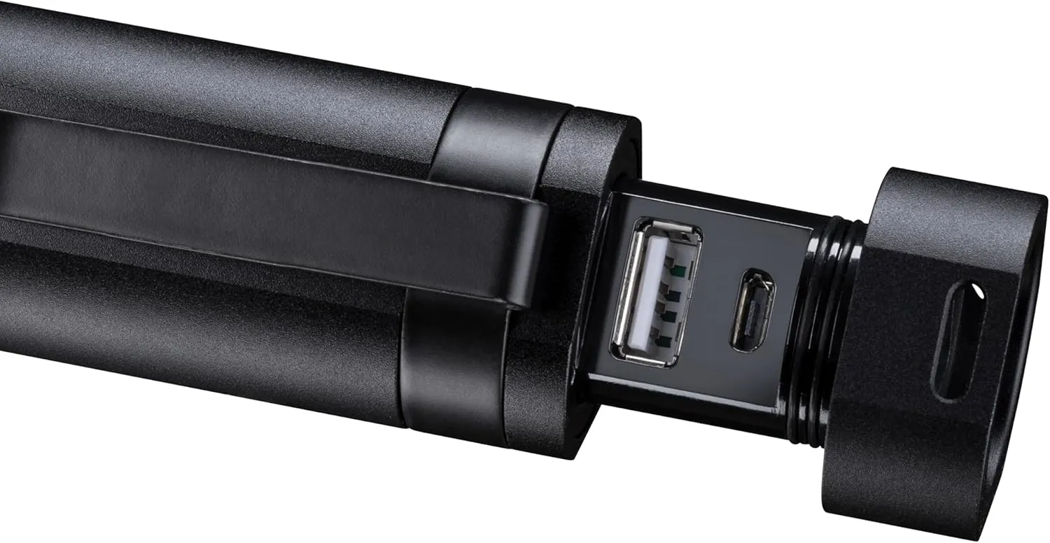 VARTA Torch LED & Power Bank (2600 mAh), Rechargeable, Night Cutter F30R Premium Light, Lamp with Four Light Modes, Torch with Micro USB Charging Cable, Splashproof, Black