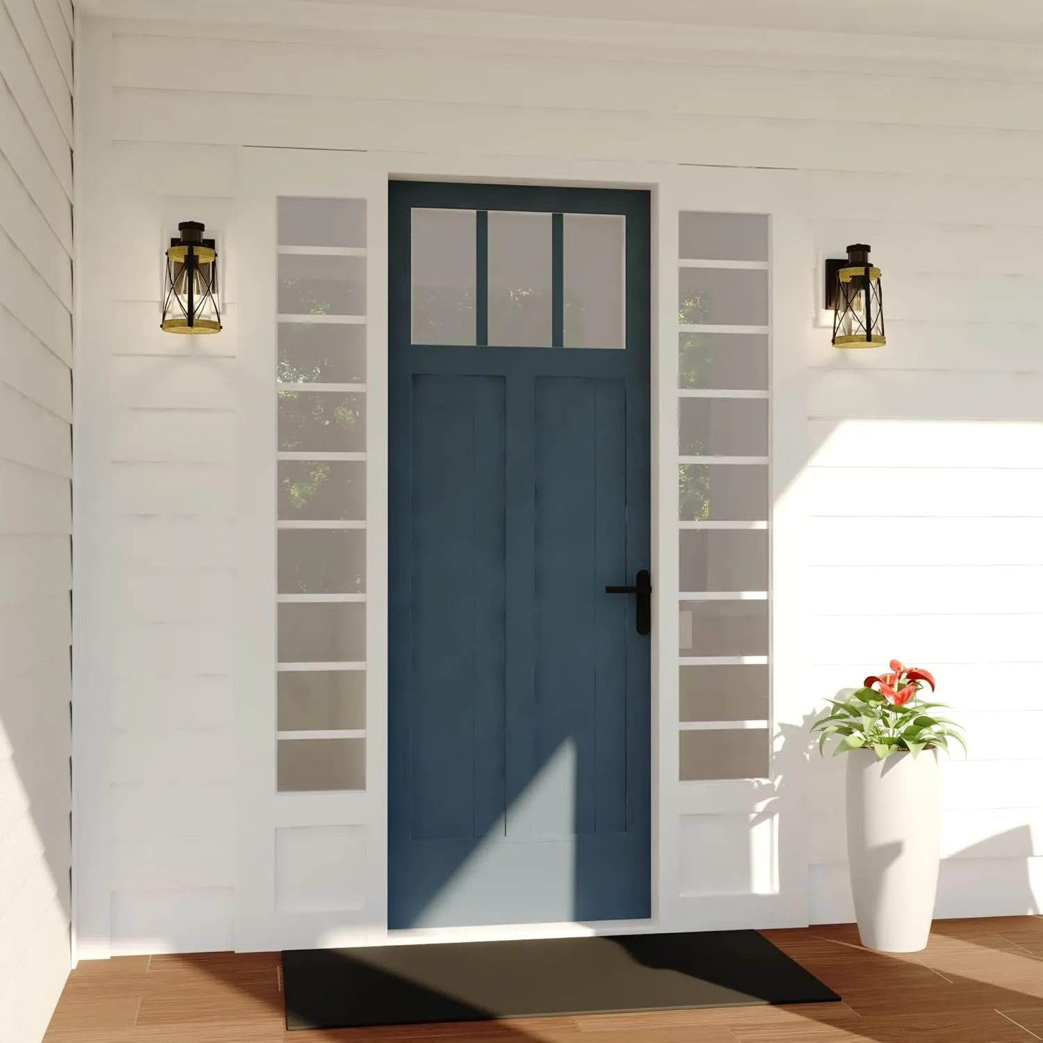 VAXCEL Harwood Bronze Motion Sensor Dusk to Dawn Outdoor Wall Light Farmhouse Clear Glass