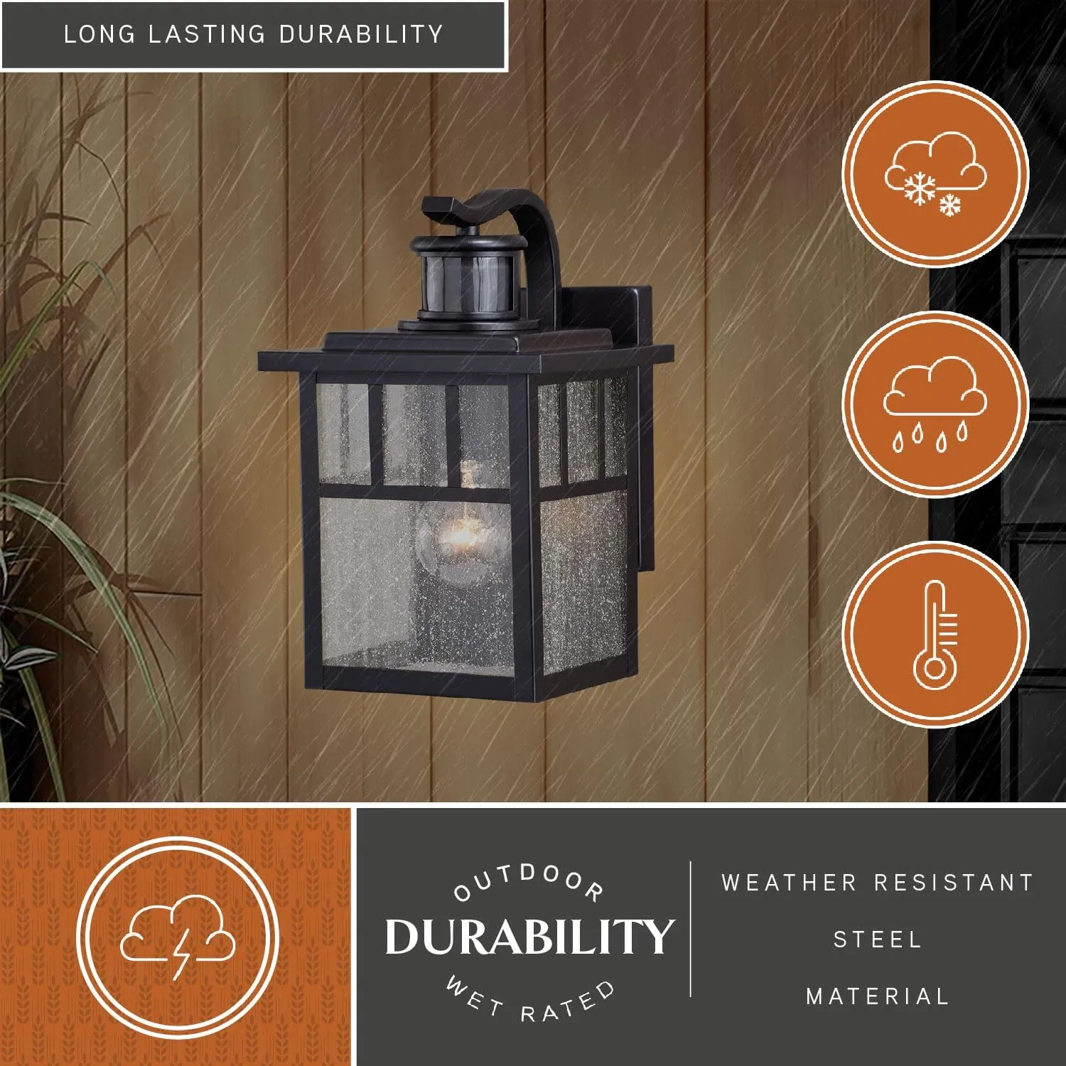 VAXCEL Mission Bronze Motion Sensor Dusk to Dawn Outdoor Mission Wall Light