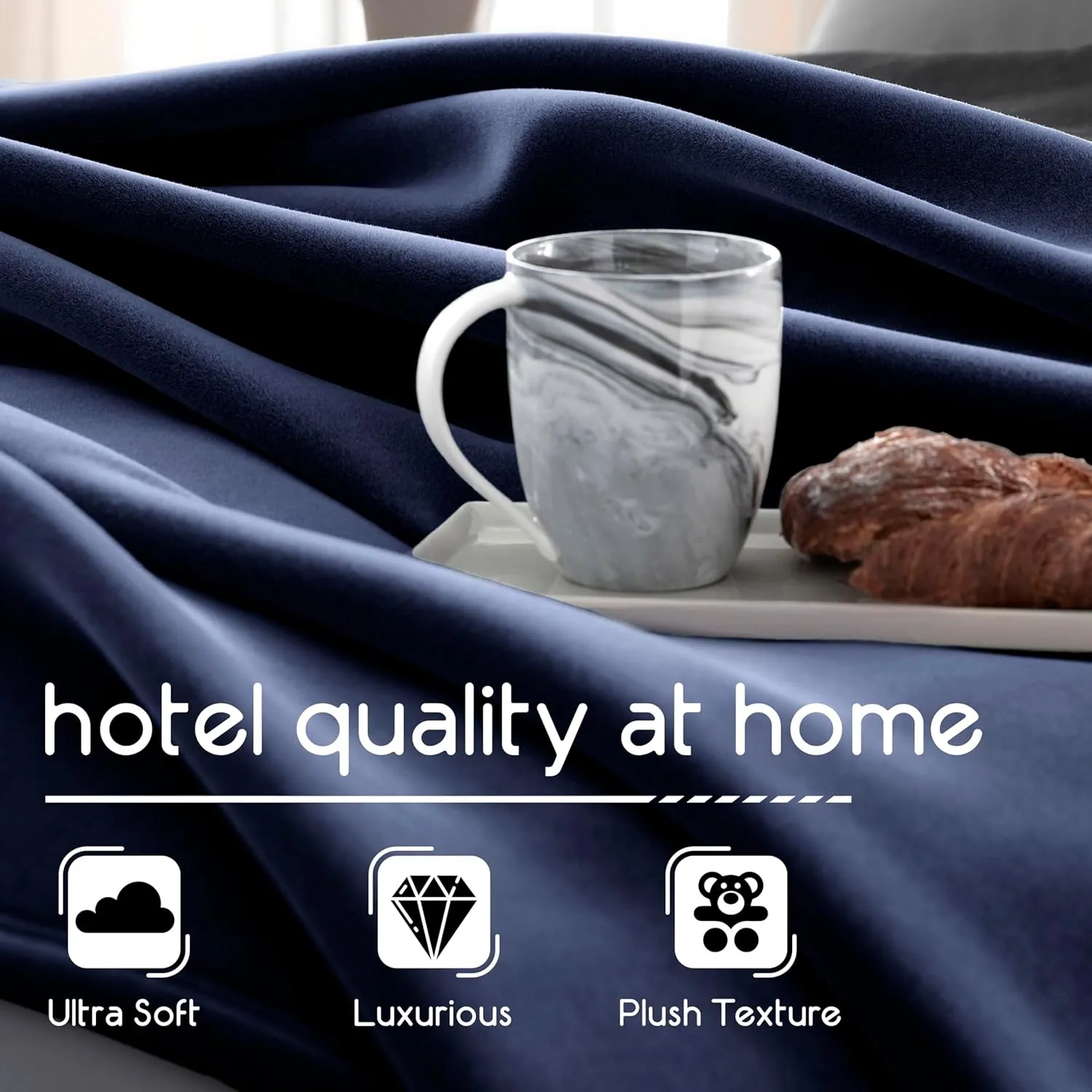 Vellux 1B07054 Original Insulating Core Hotel Style Solid blanket Machine Washable Soft Cozy Warm Thermal Durable Pet Friendly All Seasons Layering Bed Sofa Blankets Navy Blue, Twin, Blue