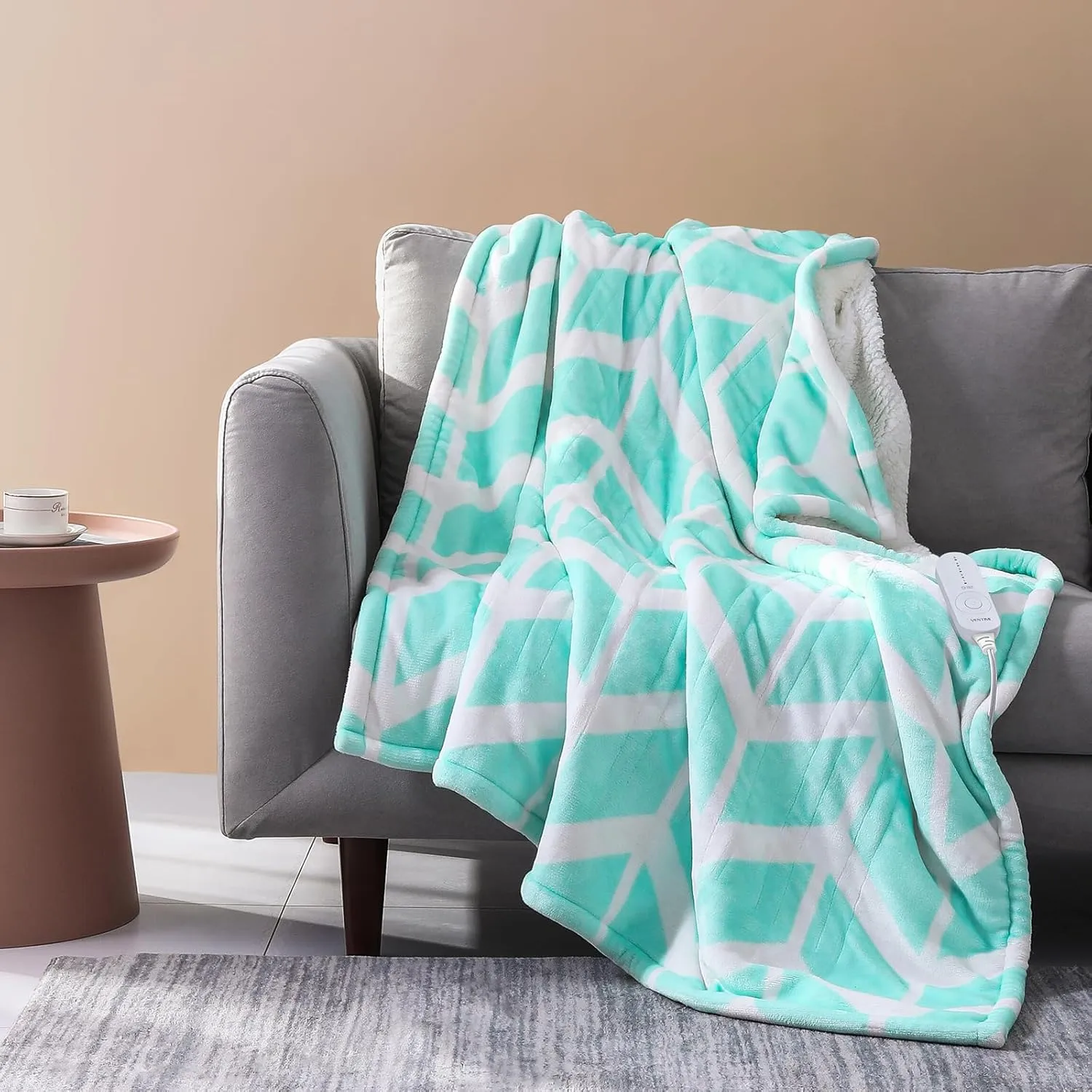 VENTIMI Electric Heated Throw - 50" x 60", 5 Heat Levels, Auto Off, ETL Certified, Green